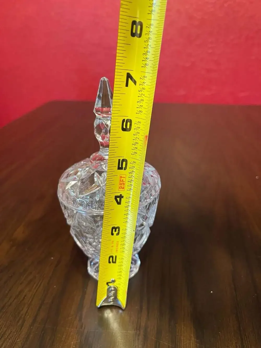 Vintage Footed Cut Lead Crystal Lidded Candy Dish with Pinwheel and Hobstar Desi